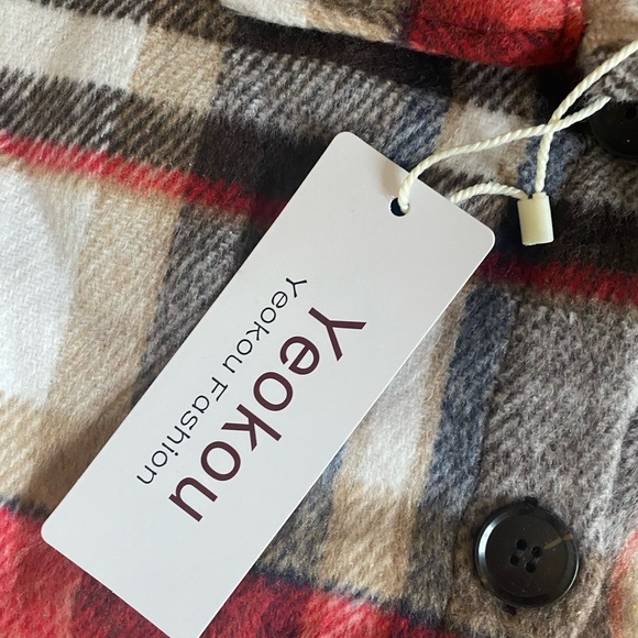 Women’s Cropped Plaid Flannel Shirt NWT Large - Picture 5 of 5